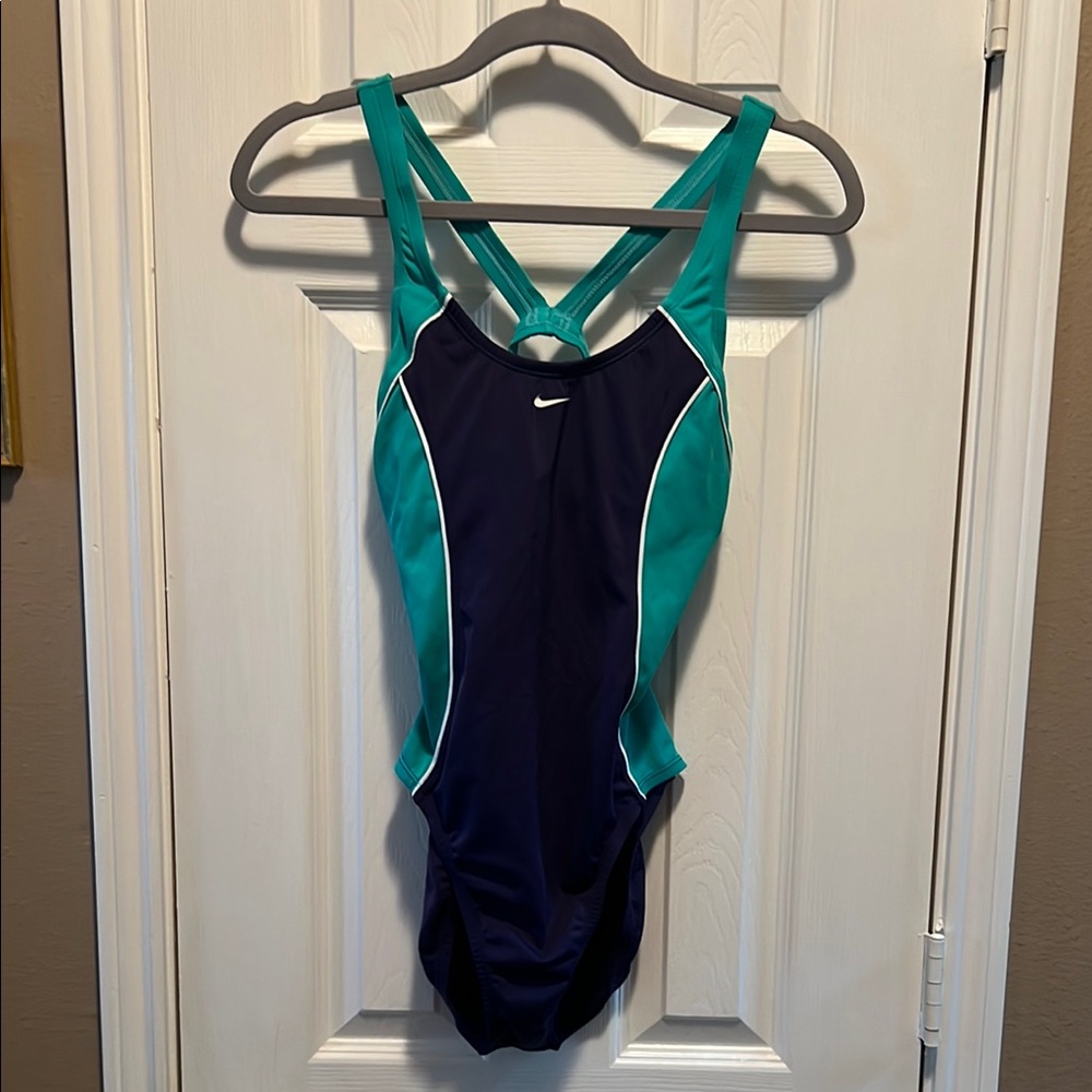 Nike Blue and Green One Piece Swimwear
